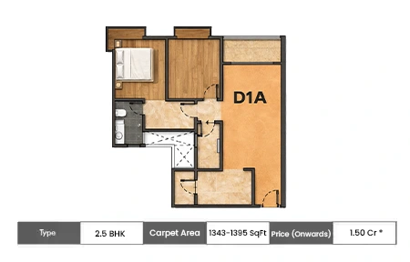 2.5 BHK 1343 SqFt