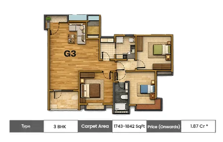 3 BHK 1743 SqFt